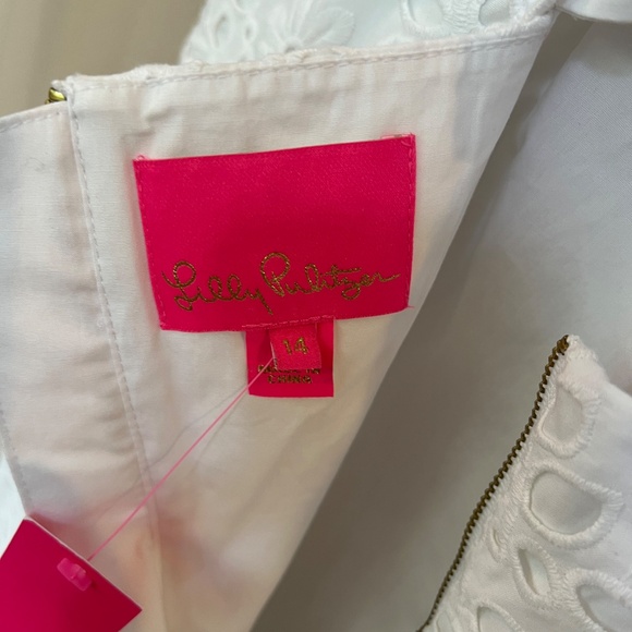 Lilly Pulitzer Shelli Resort White Petal Eyelet Shift Tie Back Dress Sz14 NWT - Picture 7 of 15